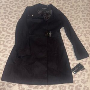 NWT Via Spiga black wool blend winter coat size 6
